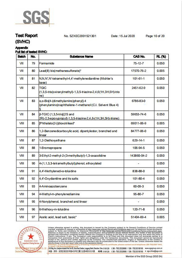 一次性保險絲REACH認證10